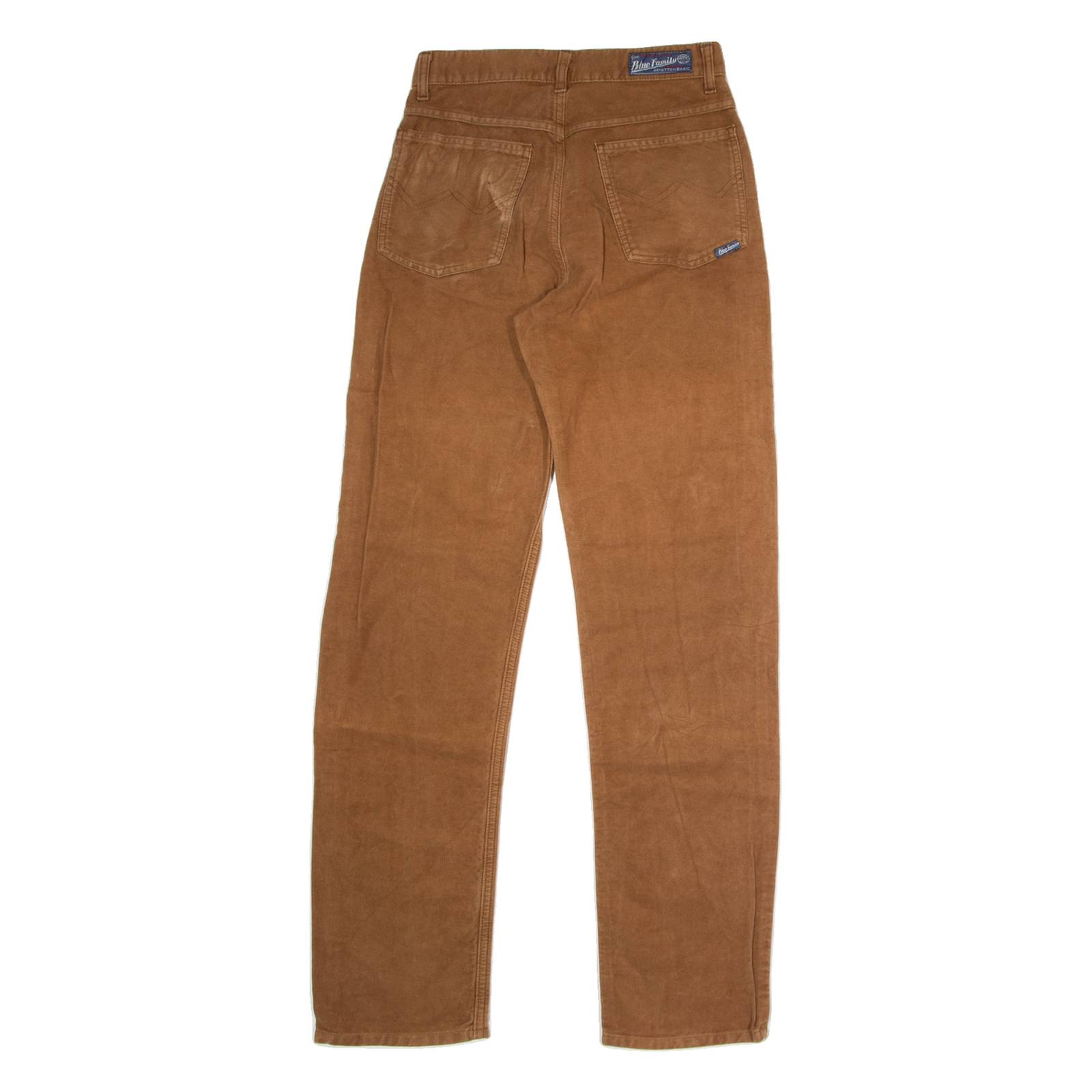BENETTON Mens Flannel Trousers Brown Regular Straight W26 L30