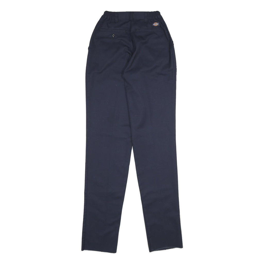 DICKIES Womens Navy Regular Straight Trousers Polyester Blend Zip W22 L38