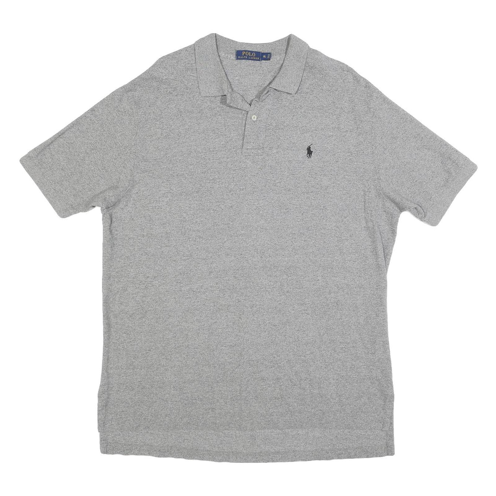 POLO RALPH LAUREN Mens Grey Short Sleeve Plain XL Classic Cotton Blend Polo