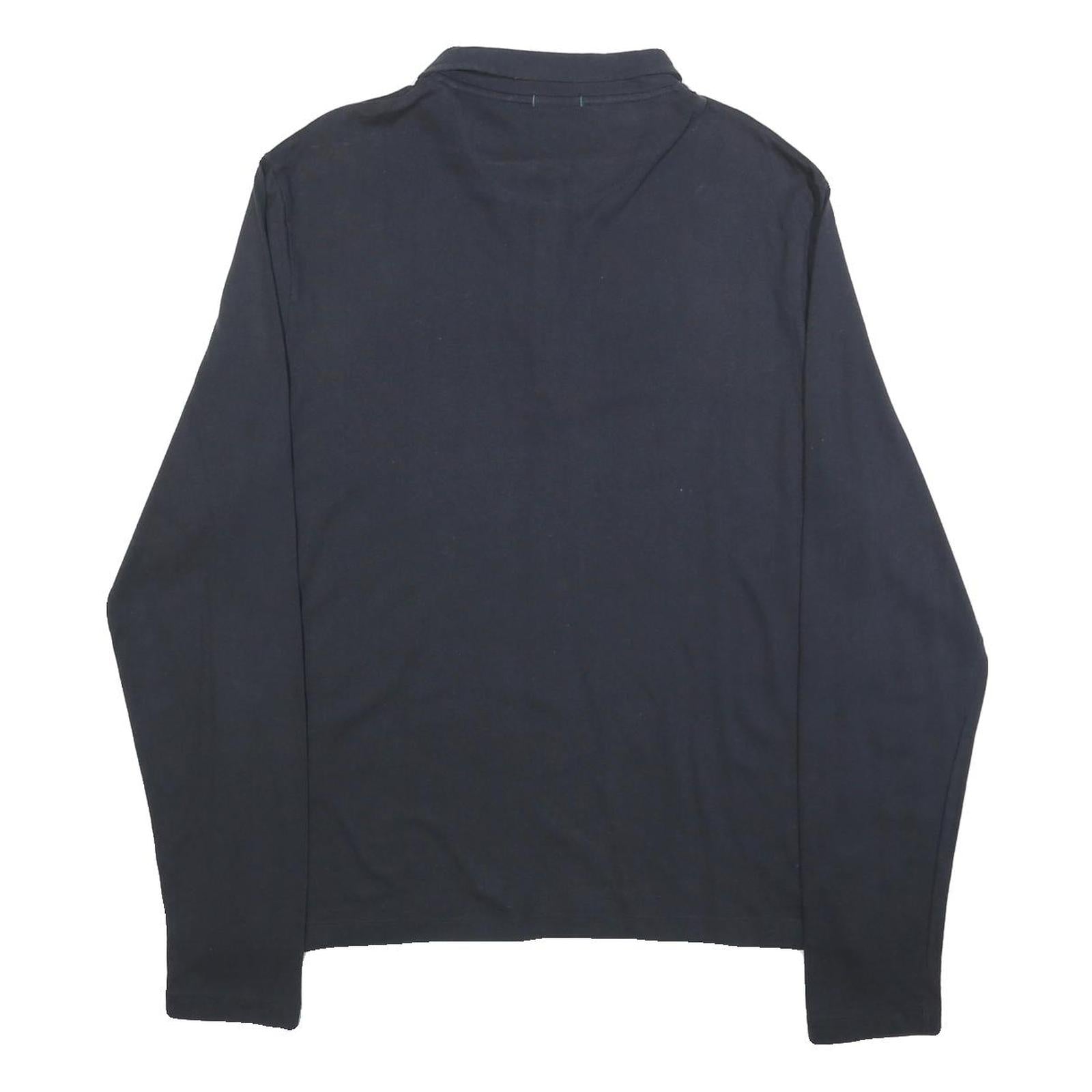 DKNY Mens Black Long Sleeve Plain Polo Shirt 2XL Cotton Blend Classic Fit