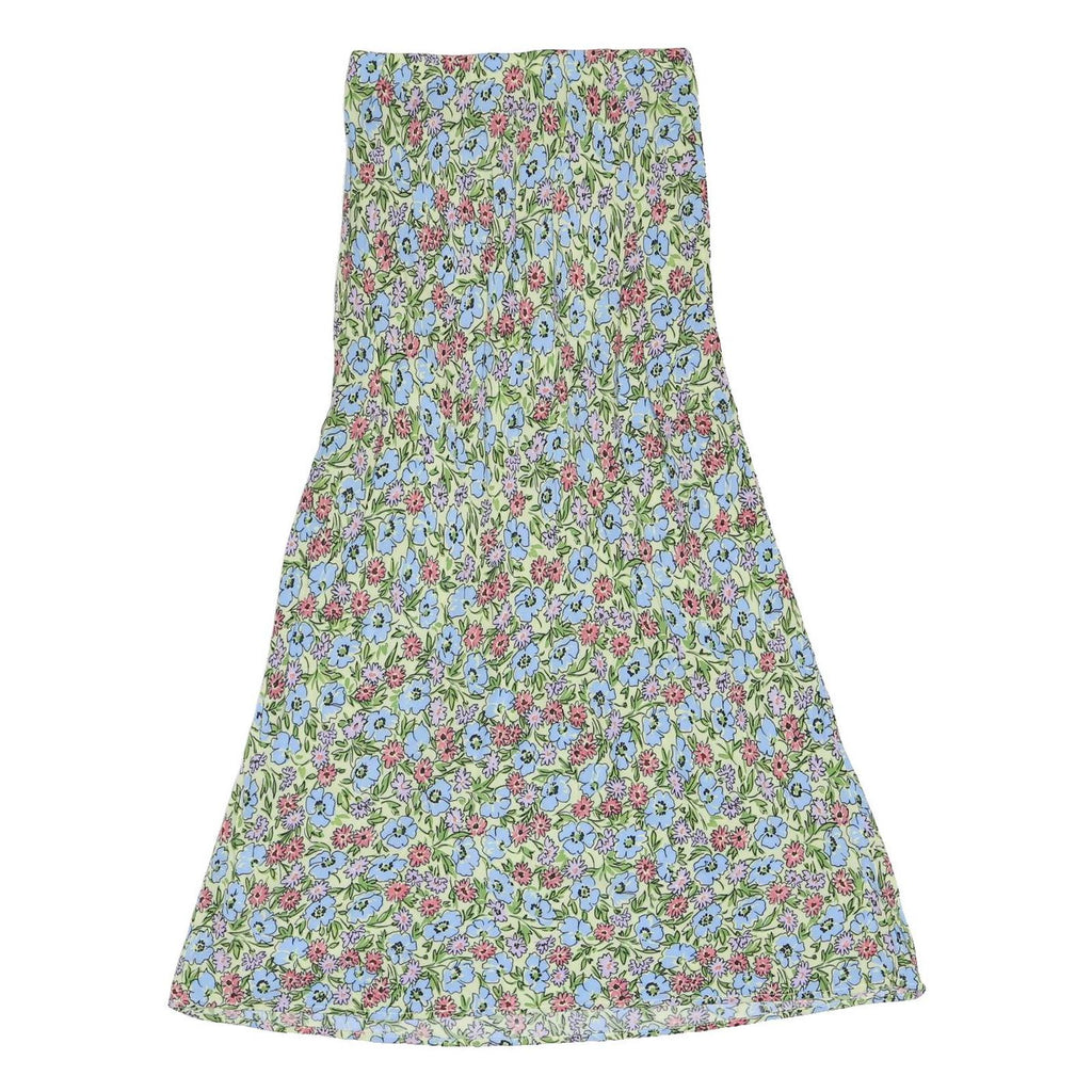 NOBODY'S CHILD Womens Green Floral Flare Midi Cotton Blend Skirt UK 8 Summer