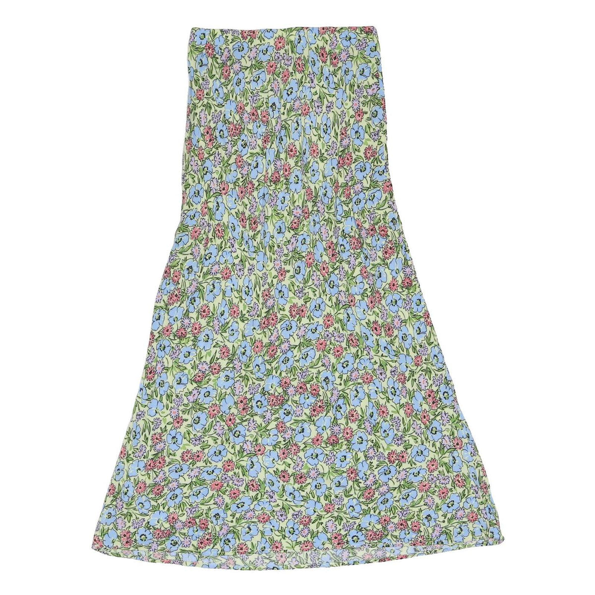 NOBODY'S CHILD Womens Green Floral Flare Midi Cotton Blend Skirt UK 8 Summer