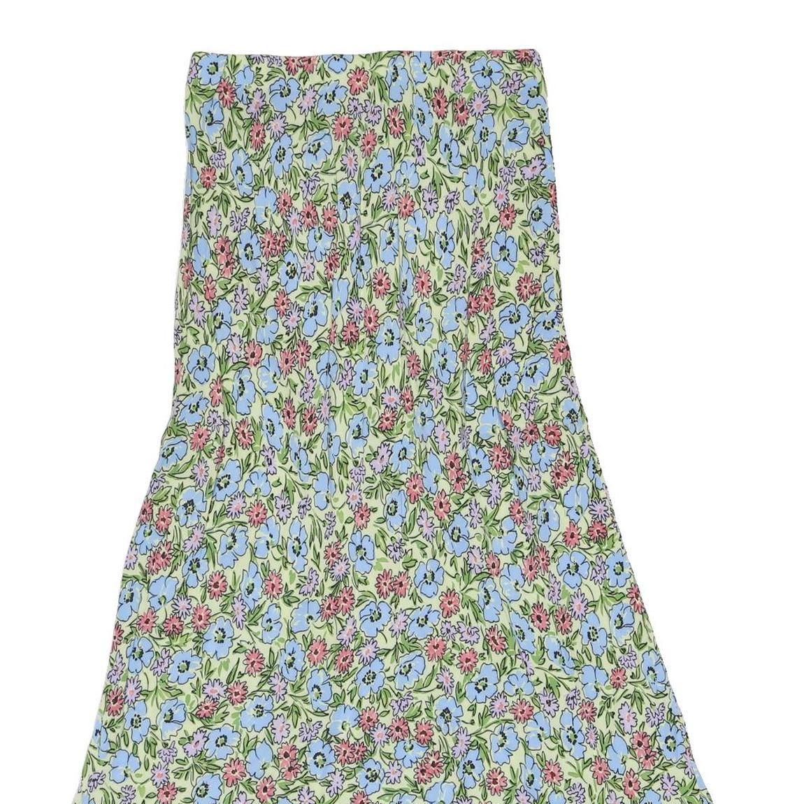 NOBODY'S CHILD Womens Green Floral Flare Midi Cotton Blend Skirt UK 8 Summer