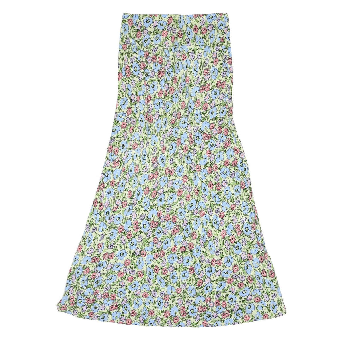 NOBODY'S CHILD Womens Green Floral Flare Midi Cotton Blend Skirt UK 8 Summer