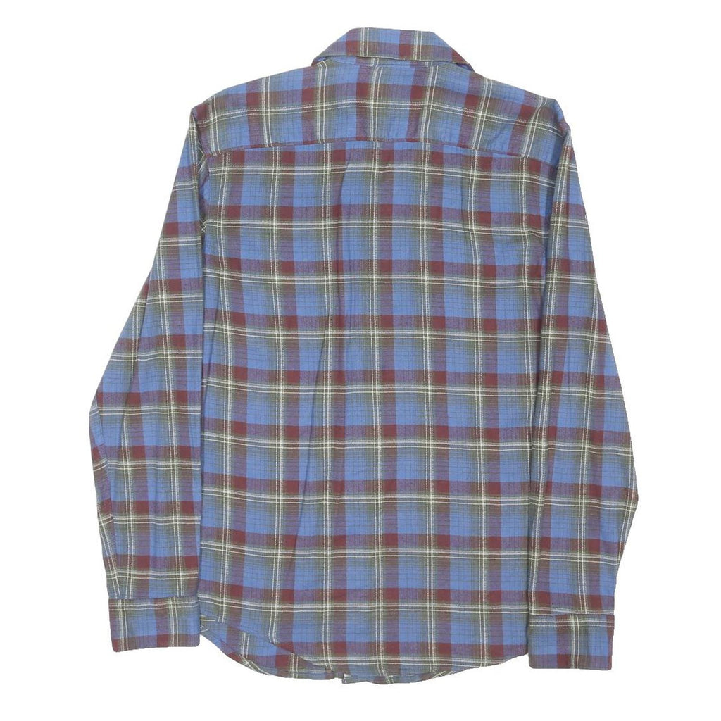 WRANGLER Mens Blue & Maroon Check Shirt S Cotton Blend Long Sleeve Casual
