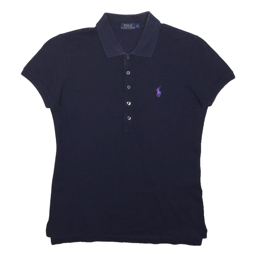 POLO RALPH LAUREN Womens Navy Blue Purple Pony Short Sleeve Polo Shirt M Classic