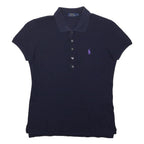 POLO RALPH LAUREN Womens Navy Blue Purple Pony Short Sleeve Polo Shirt M Classic