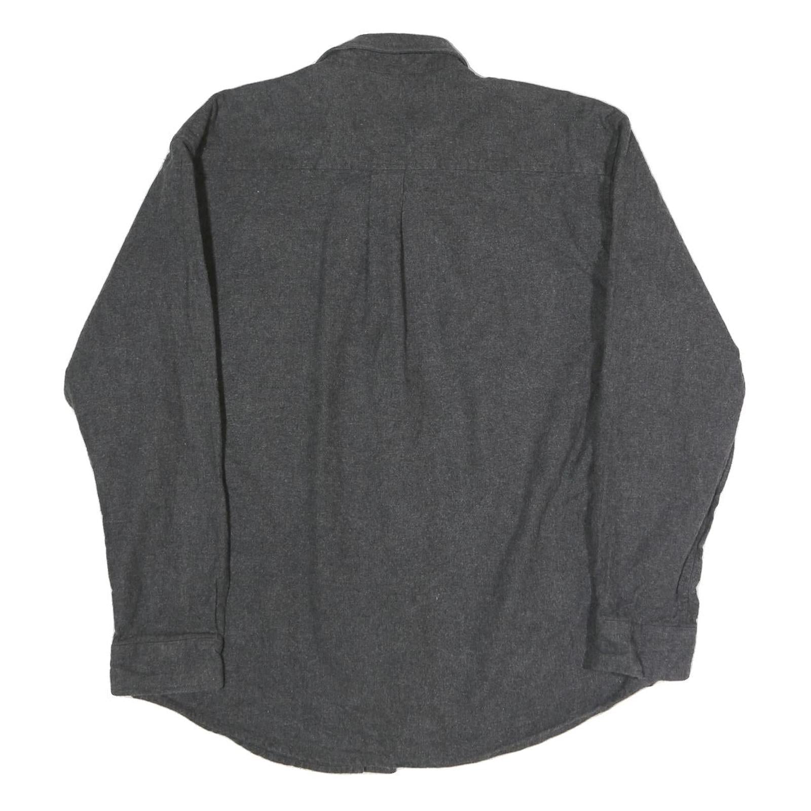 RURAL LIFE Mens Grey Plain Cotton Blend Shirt XL Casual Long Sleeve Button