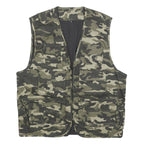 Mens Green Camouflage Cotton Blend Utility Jacket M Zip Front Casual Outdoor