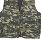 Mens Green Camouflage Cotton Blend Utility Jacket M Zip Front Casual Outdoor