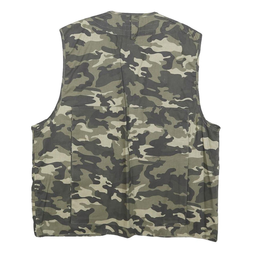 Mens Green Camouflage Cotton Blend Utility Jacket M Zip Front Casual Outdoor