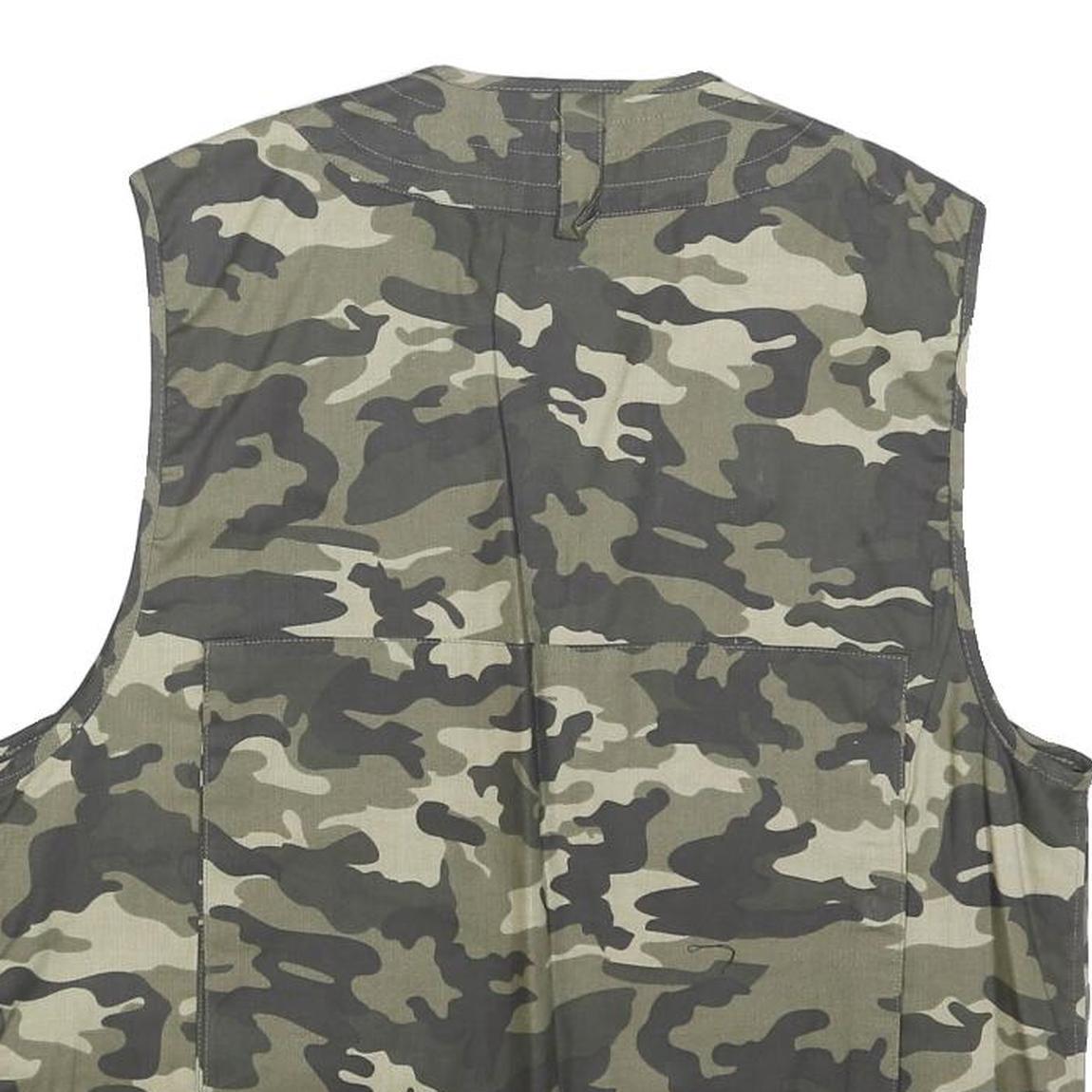 Mens Green Camouflage Cotton Blend Utility Jacket M Zip Front Casual Outdoor