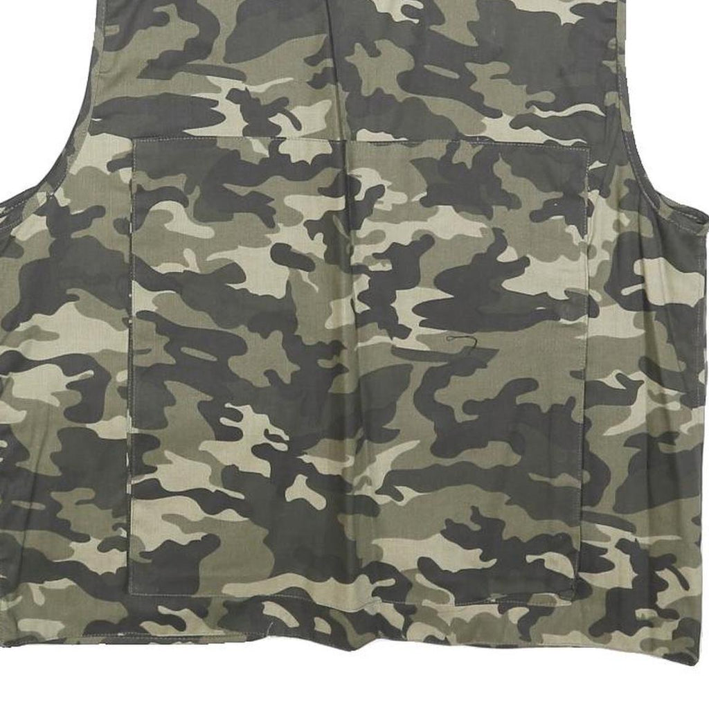 Mens Green Camouflage Cotton Blend Utility Jacket M Zip Front Casual Outdoor