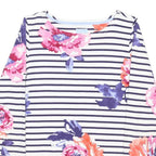 JOULES Womens White Navy & Pink Floral Stripe Long Sleeve Crew Neck Top UK 12