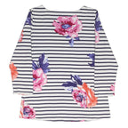 JOULES Womens White Navy & Pink Floral Stripe Long Sleeve Crew Neck Top UK 12
