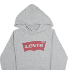 LEVI'S Mens Grey Hoodie S Cotton Blend Pullover Hooded Sweatshirt Logo