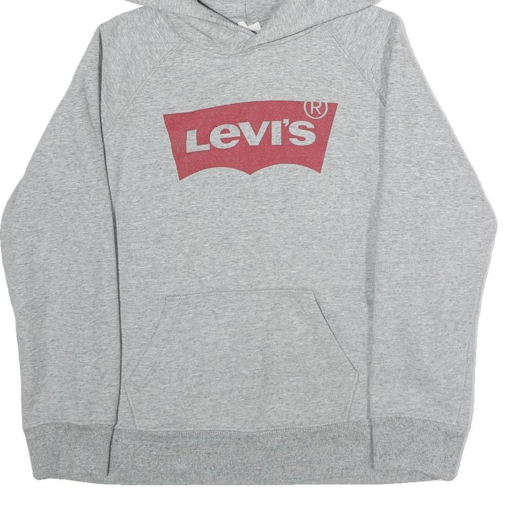 LEVI'S Mens Grey Hoodie S Cotton Blend Pullover Hooded Sweatshirt Logo
