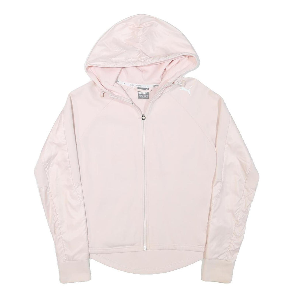 PUMA Womens Pink Hooded Jacket S Polyester Blend Zip Plain Lightweight