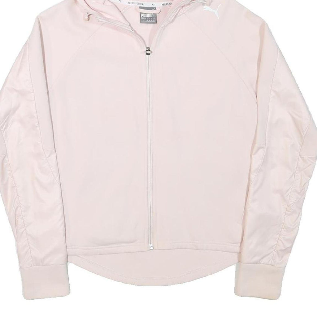 PUMA Womens Pink Hooded Jacket S Polyester Blend Zip Plain Lightweight