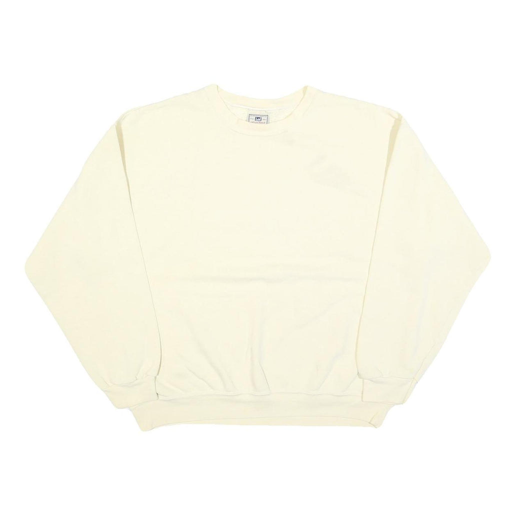 LEE Womens Cream Sweatshirt Crew Neck L Cotton Blend Pullover Casual