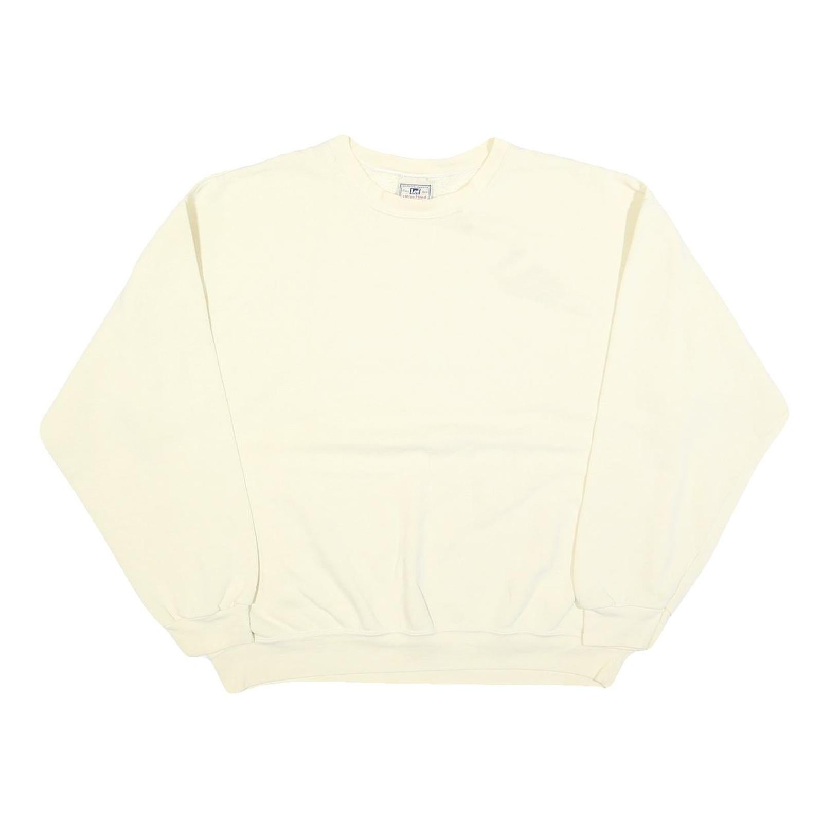 LEE Womens Cream Sweatshirt Crew Neck L Cotton Blend Pullover Casual