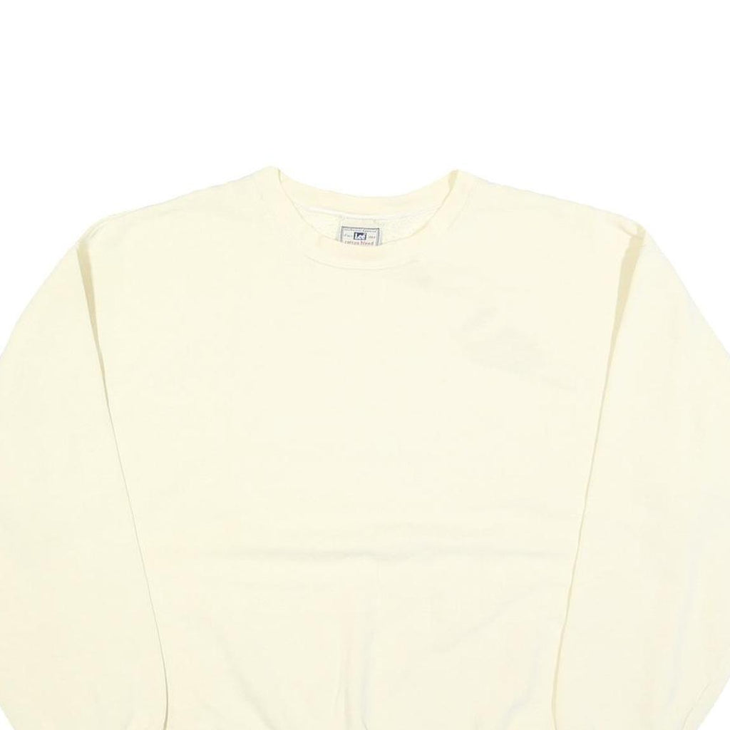 LEE Womens Cream Sweatshirt Crew Neck L Cotton Blend Pullover Casual