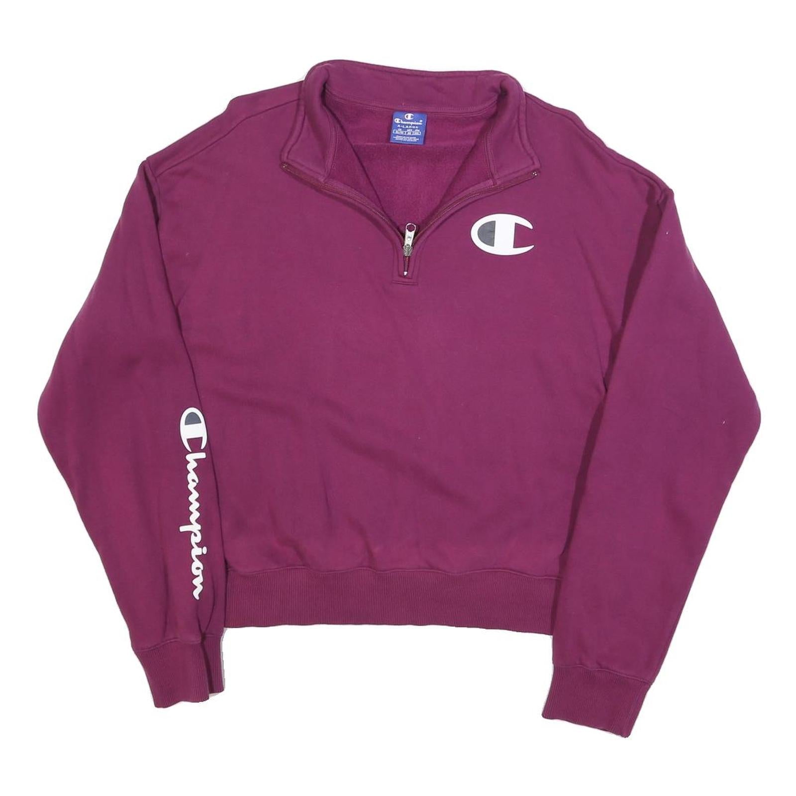 CHAMPION Womens Red 1/4 Zip XL Sweatshirt Logo Pullover Sports Casual