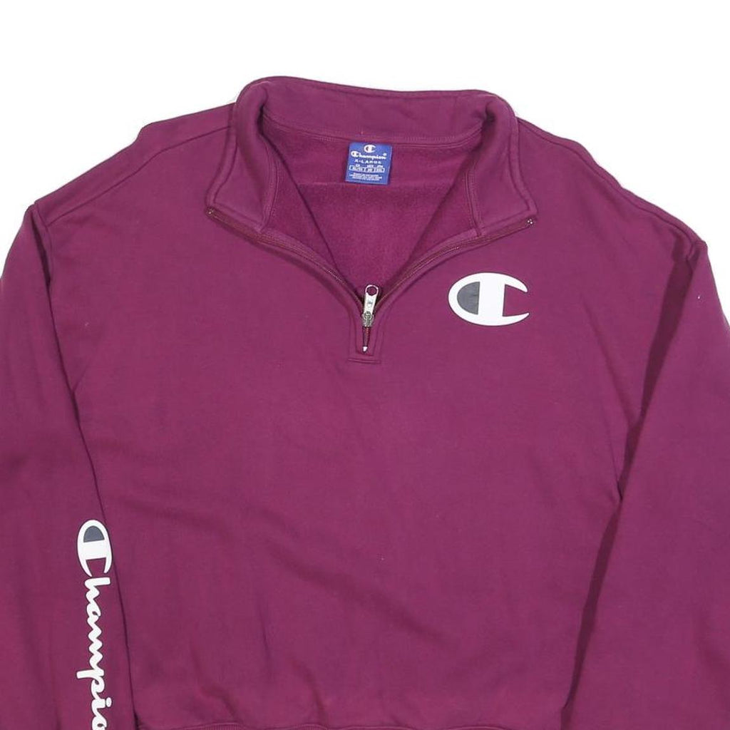 CHAMPION Womens Red 1/4 Zip XL Sweatshirt Logo Pullover Sports Casual