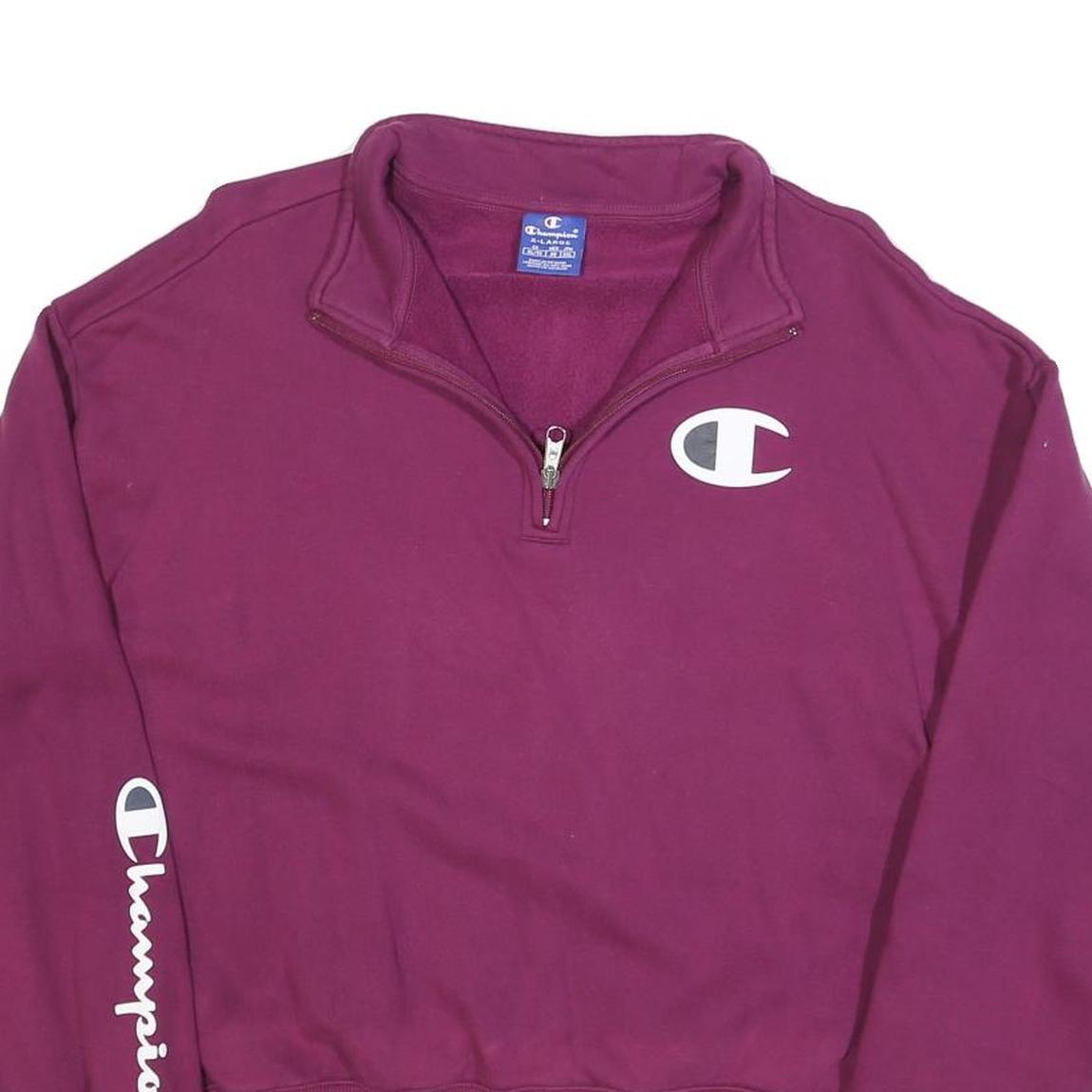 CHAMPION Womens Red 1/4 Zip XL Sweatshirt Logo Pullover Sports Casual