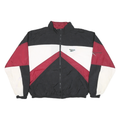 REEBOK Mens Black & Burgundy Track Jacket XL Nylon Colourblock Zip Stand-Up