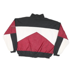 REEBOK Mens Black & Burgundy Track Jacket XL Nylon Colourblock Zip Stand-Up
