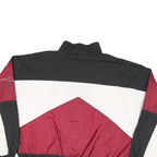 REEBOK Mens Black & Burgundy Track Jacket XL Nylon Colourblock Zip Stand-Up