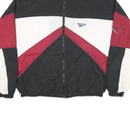 REEBOK Mens Black & Burgundy Track Jacket XL Nylon Colourblock Zip Stand-Up
