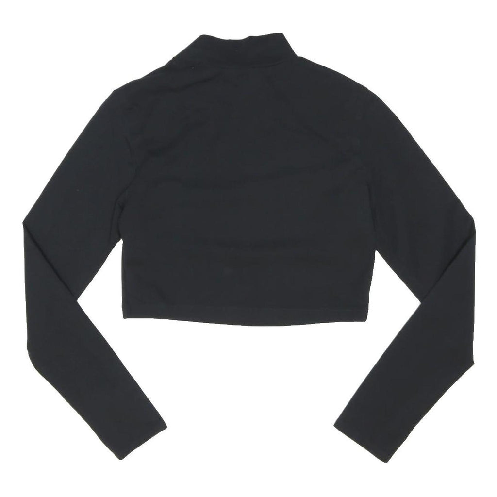 FILA Womens Black Printed Cropped Long Sleeve Roll Neck XS Cotton Blend Top