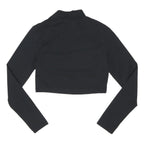 FILA Womens Black Printed Cropped Long Sleeve Roll Neck XS Cotton Blend Top