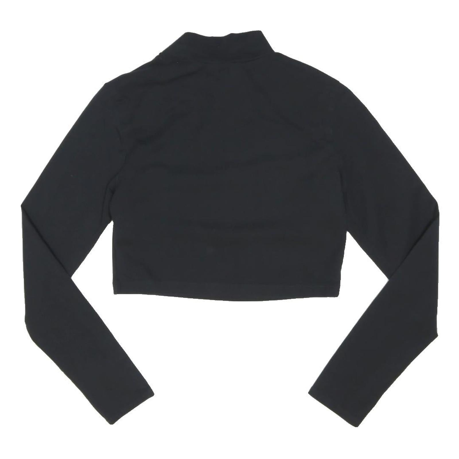 FILA Womens Black Printed Cropped Long Sleeve Roll Neck XS Cotton Blend Top