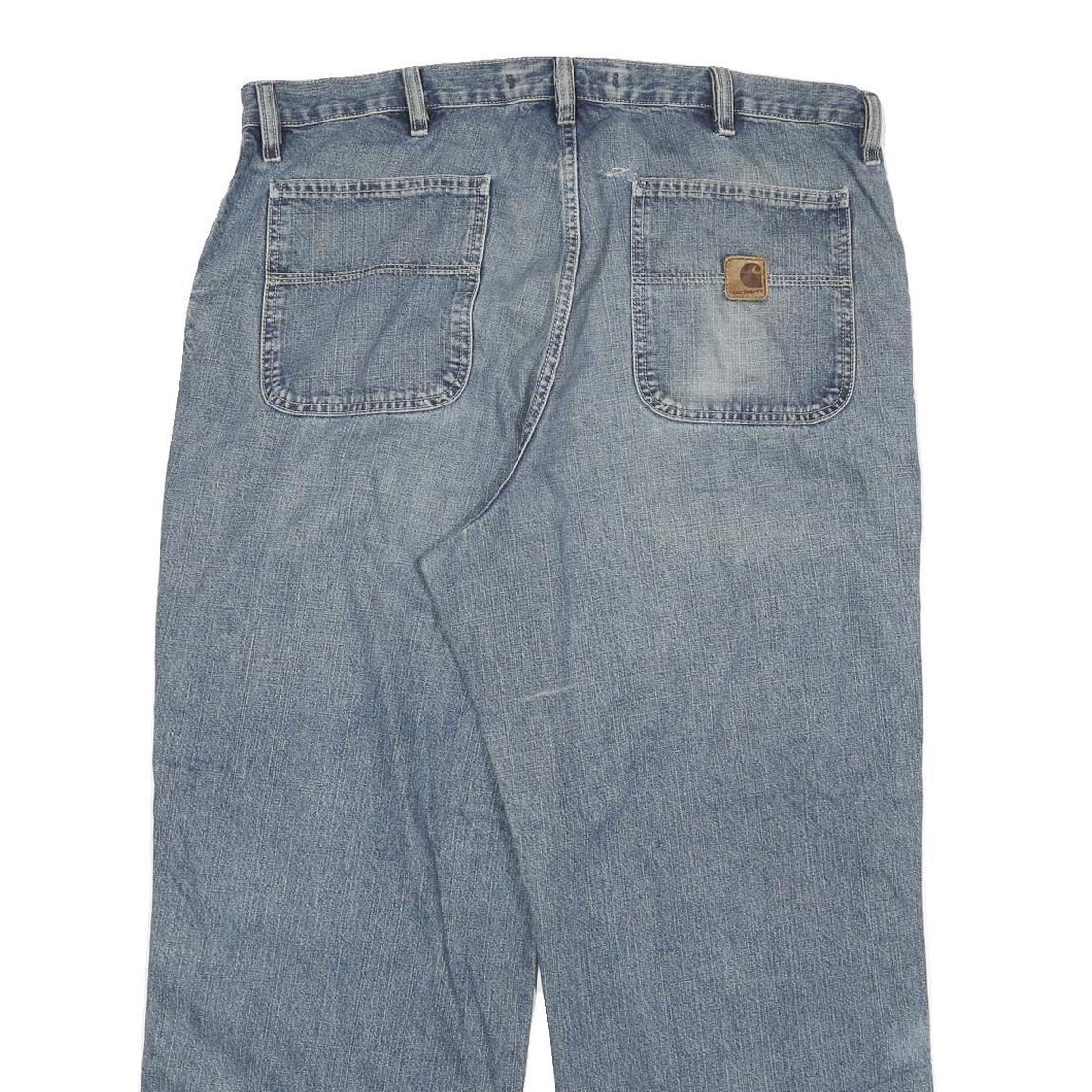 CARHARTT Mens Relaxed Jeans Blue Denim W36 L27 Cotton Blend Zip Workwear