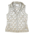CALVIN KLEIN Womens Silver Quilted Sleeveless Jacket M Polyester Blend Zip