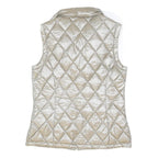 CALVIN KLEIN Womens Silver Quilted Sleeveless Jacket M Polyester Blend Zip