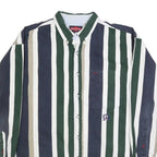 ZIZA Mens Blue Green & Beige Striped Shirt XL Button Down Casual Cotton
