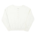 LEE Womens White Henley Neck XS Cotton Blend Sweatshirt Long Sleeve Pullover