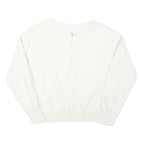 LEE Womens White Henley Neck XS Cotton Blend Sweatshirt Long Sleeve Pullover