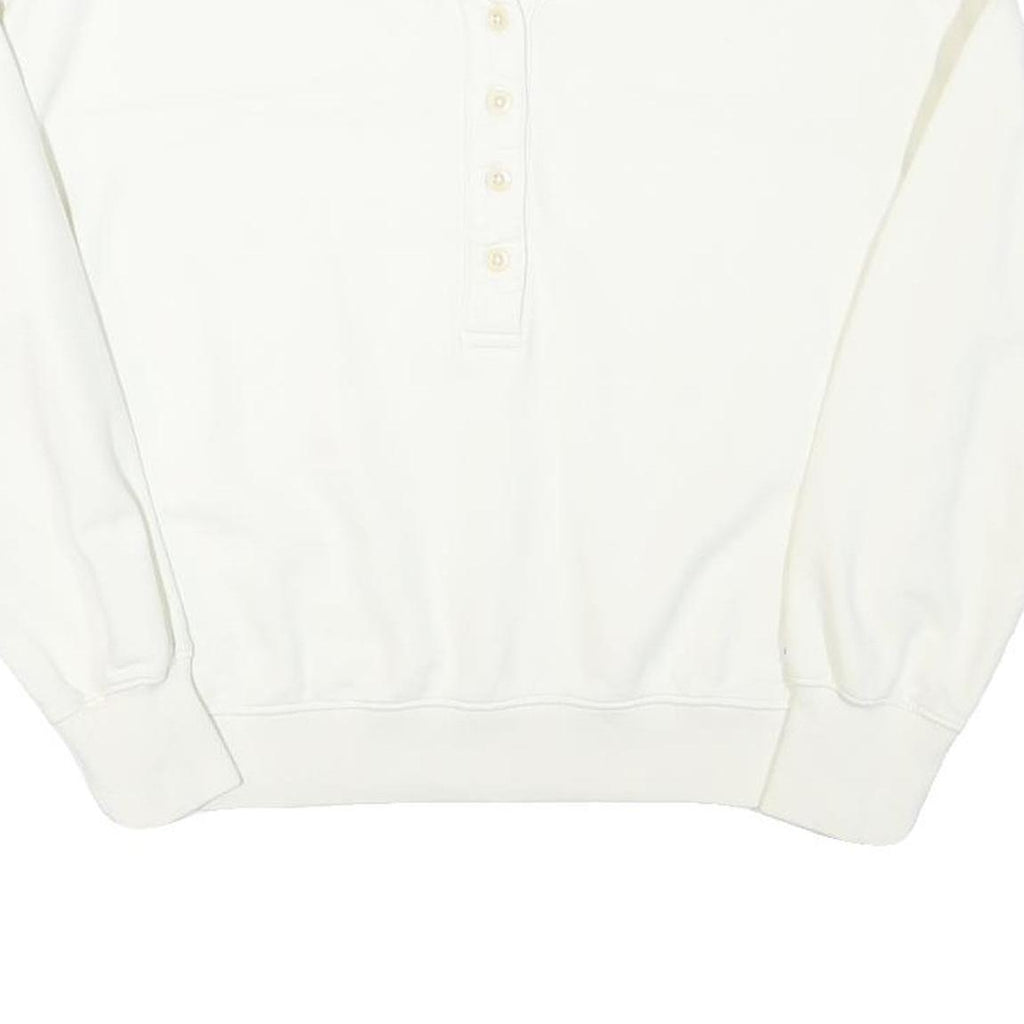 LEE Womens White Henley Neck XS Cotton Blend Sweatshirt Long Sleeve Pullover