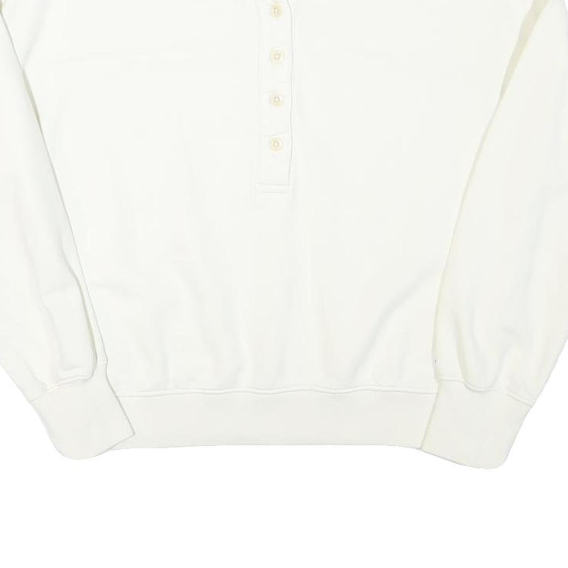 LEE Womens White Henley Neck XS Cotton Blend Sweatshirt Long Sleeve Pullover