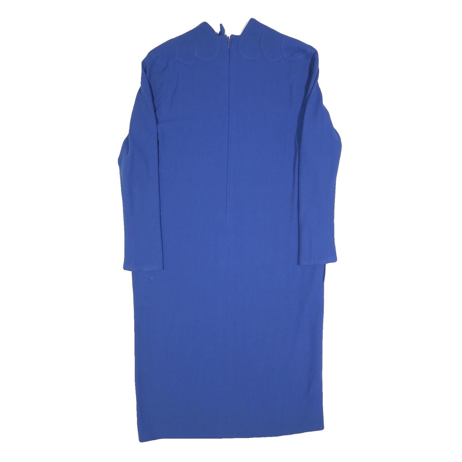 PHILIPPE DEVILLE Womens Blue Shift Dress Polyester Long Sleeve UK L Stylish