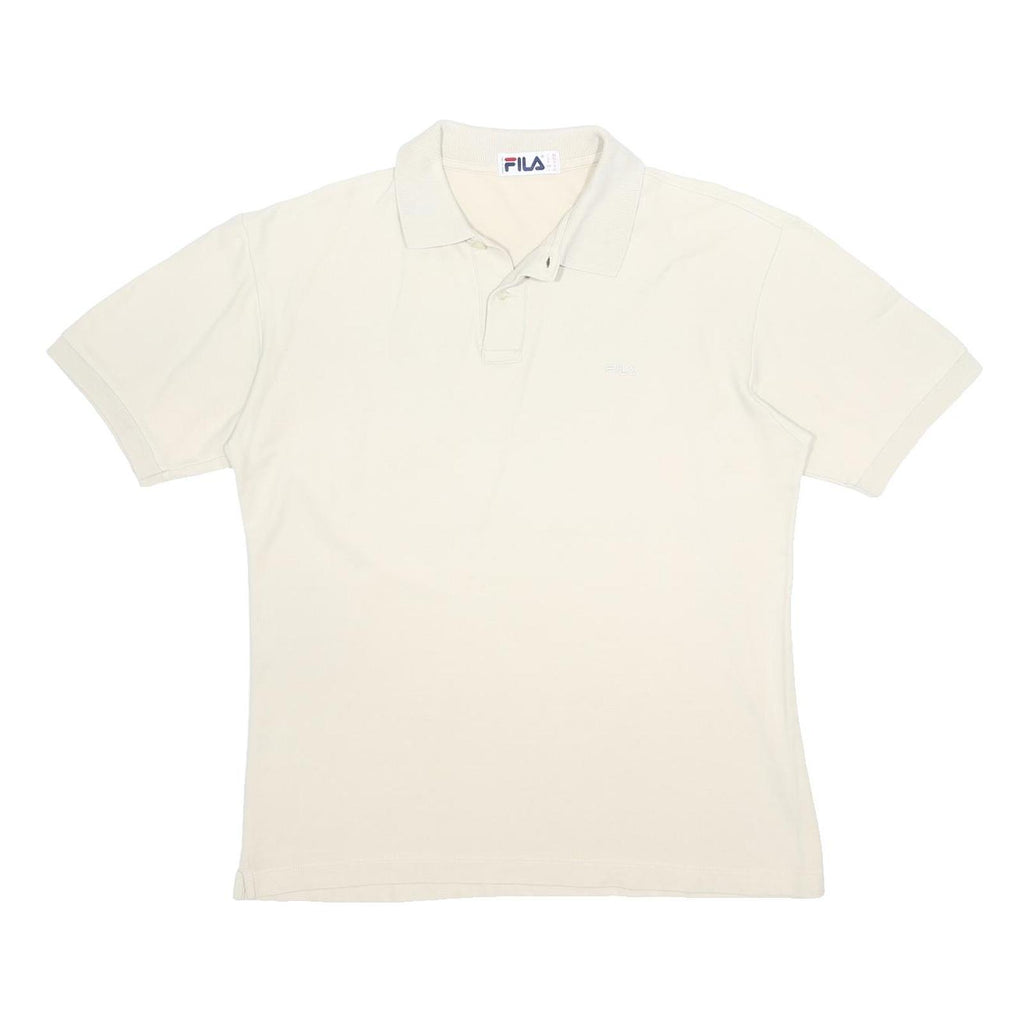 FILA Mens White Short Sleeve Plain M Polo Shirt Cotton Casual Summer