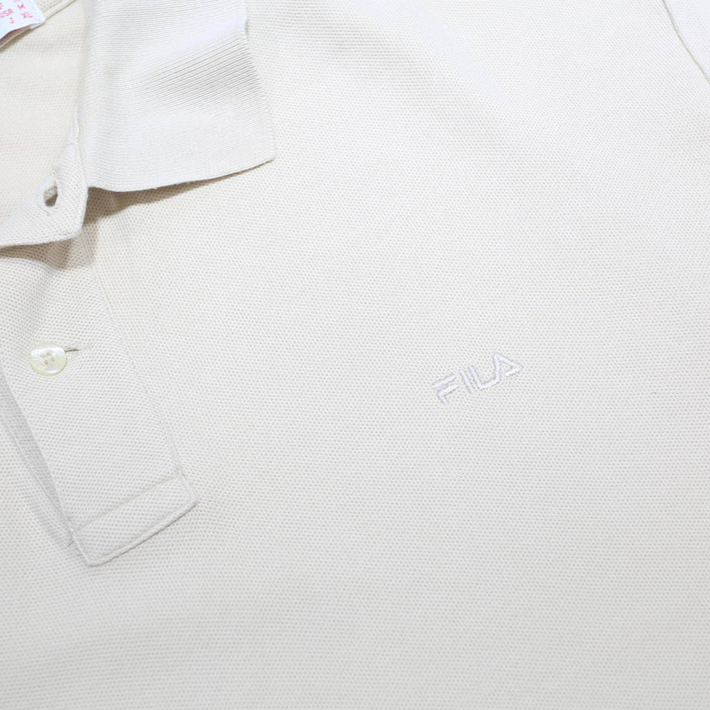 FILA Mens White Short Sleeve Plain M Polo Shirt Cotton Casual Summer