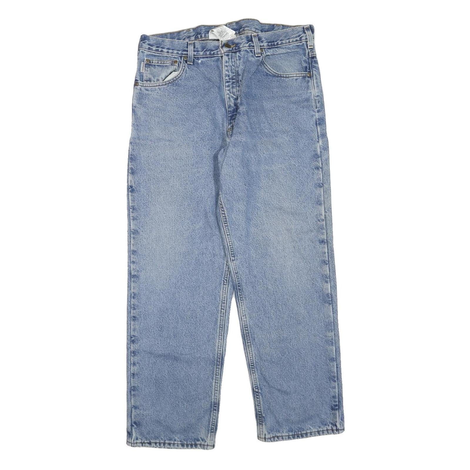 CARHARTT Mens Regular Fit Blue Denim Straight Jeans W36 L30 Classic Cotton Blend