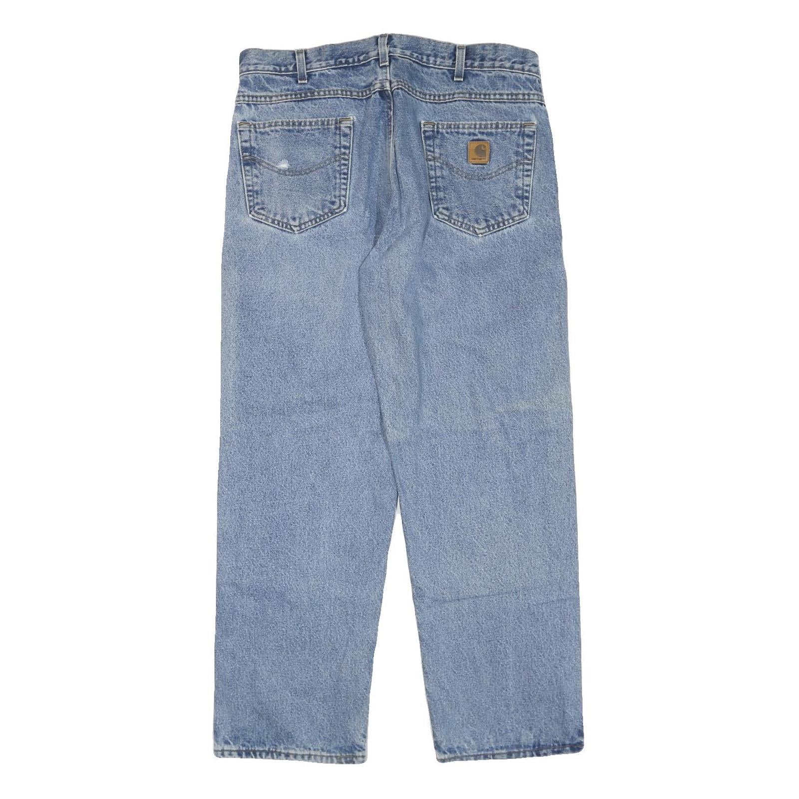 CARHARTT Mens Regular Fit Blue Denim Straight Jeans W36 L30 Classic Cotton Blend