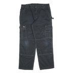 DICKIES Mens Cotton Blend Black Relaxed Cargo Trousers W36 L32 Workwear Utility